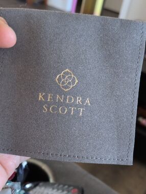 Kendra Scott Gray Velvet Jewelry Pouch with Gold Logo